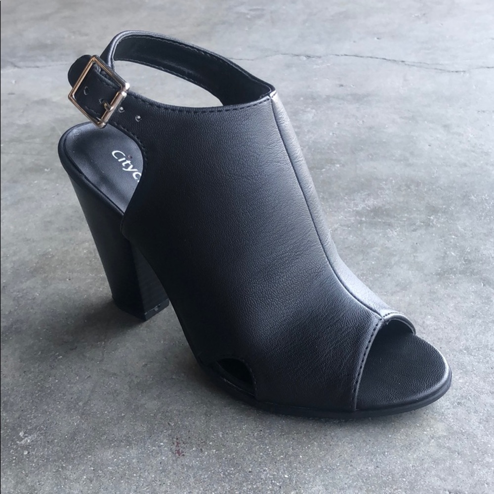 CityClassified Womens Peep Toe Ankle Booties Black